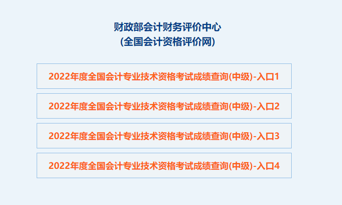 广东2022年中级会计师考试成绩查询入口已开通
